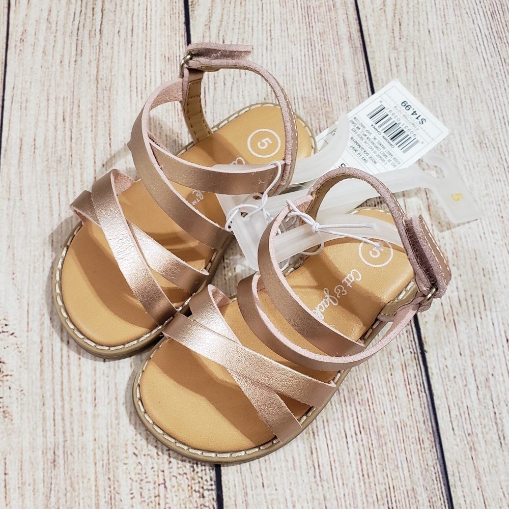 NWT Rose Gold Strappy Sandals Sz. 5